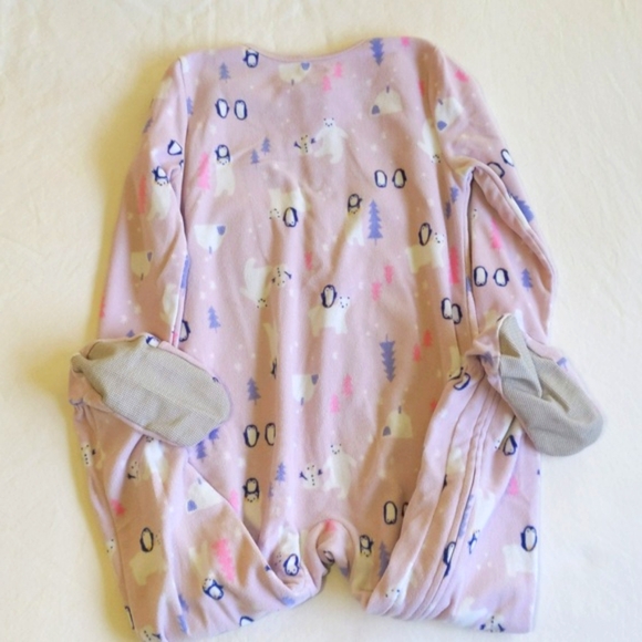 oshkosh b'gosh winter fleece zipper footie sleeper pajamas 4T toddler girls - Picture 5 of 5